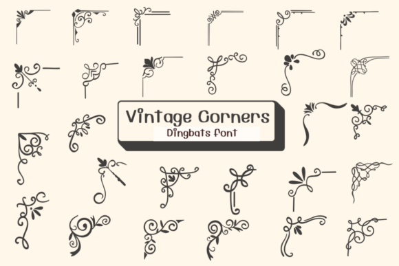 Vintage Corners Dingbats Font: Elegant Ornamental Details
